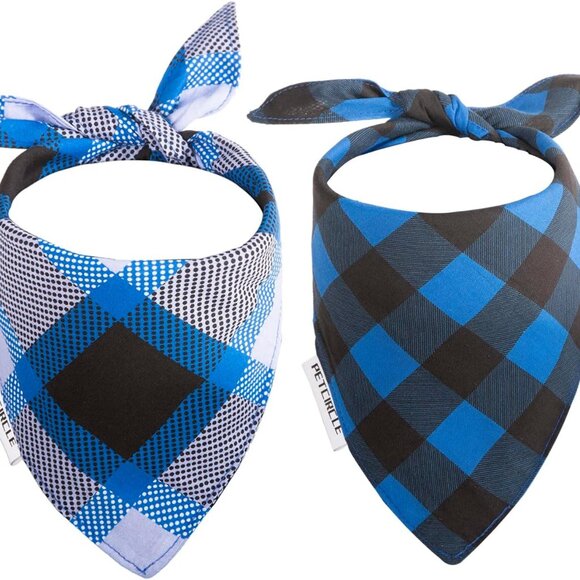 Other - Bandanas 2 Pack Dogs Cats Double Layer pet Scarfs Small Blue